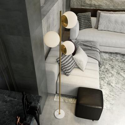 China Industrial White Marble Glass Ball LED Floor Lamp Modern Designer Standing Lights For Home for sale