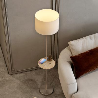 China New Modern Teach Nordic Floor Lamp With USB Port And Outlet And Wooden Table For Living Room And Bedroom for sale