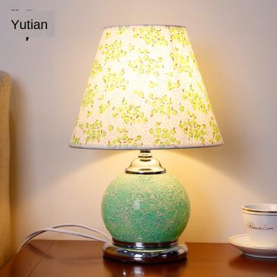 China Modern blue ceramic round table lamp for bedroom for sale