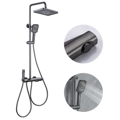 China Modern With Slide Bar Nickel Brass Rainfall Shower Set Bathroom Bath Shower Faucet for sale