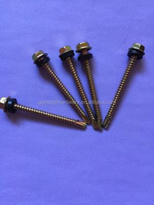 China C1022 DIN7504 Hex head self drilling screws with rubber washe /Tekscrews for metal /roofing screws for sale