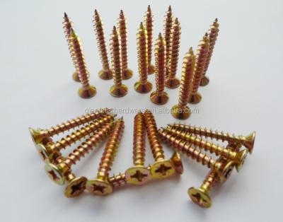 China yellow furniture decoration zinc platd chipboard screws DIN 7505 for sale