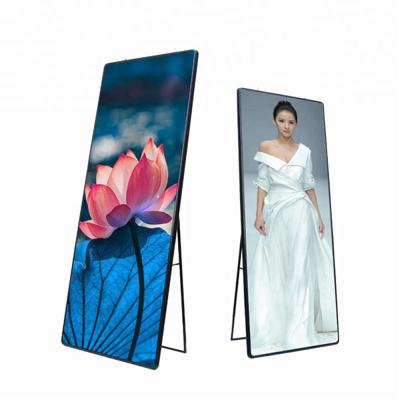 China Indoor Floor P2.5 Indoor Mobile Led Advertising Poster Stands Led Ads Media Screen For Shop / Mall / Hotel for sale