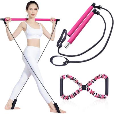 China Pilates Home Gym Body Workout Resistance Bands Pilates Body Shaping Yoga Pilates Stick Kit for sale