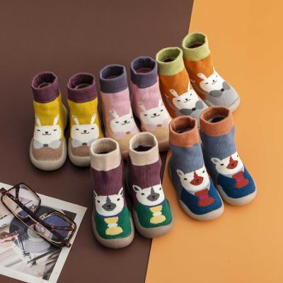 China Breathable Cartoon Bear Rabbit Animal Baby Shoes Bump Soft Non-slip Kids Floor Socks With Rubber Bottom for sale