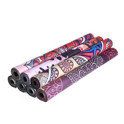 China Non-slip Suede Customized Color Printed Microfiber Natural Rubber Yoga Mat Suede for sale