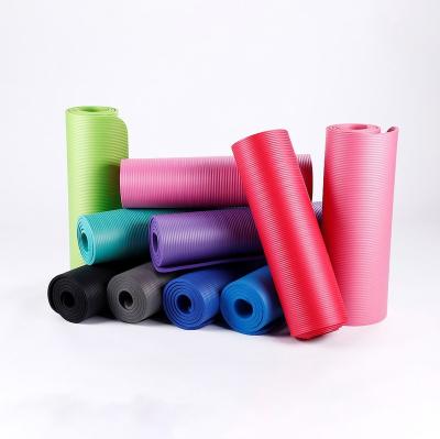 China Cheap Custom Pilates Exercise Factory Logo NBR Yoga Mat High Density NBR Yoga Mat 10mm for sale