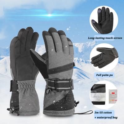 China Custom Touch Screen Men Winter 3M Thicken Outdoor Warm Waterproof Ski Gloves for sale