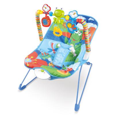 China Wholesale Attractive Color Baby Bouncer Vibrating Musical Baby Chair Metal Frame Cotton Cloth Infant for sale