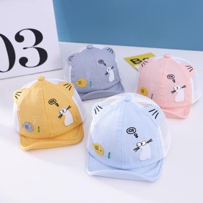 China Baby 2021 New Arrival Breathable Mesh Cap With Cat Ears And Fishes For 0-6 Months Newborns for sale