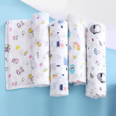 China Tartan Fish Animals Tree Bamboo Flower Unicorn Flamingo Baby Cotton Blankets Muslin PORTABLE Wrap Blanket for sale