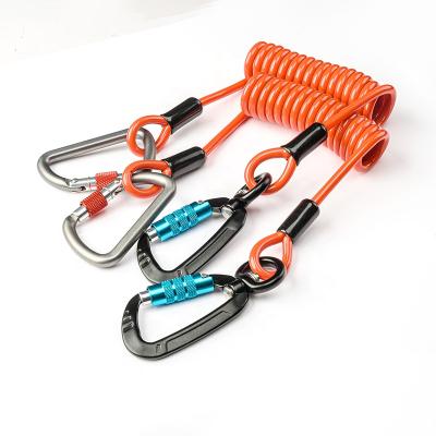 China Gift Steel Wire Rope PVC Retractable Lanyard With Rotary Spring Hook Tool For Safety Fall Protection for sale