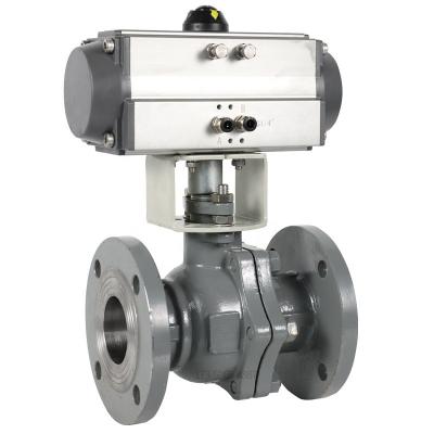 China General Cast Steel Carbon Steel Soft Seal Flange Pneumatic Switch Ball Valve for sale