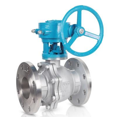 China DN15-DN250 General Industrial Stainless Steel Flange Manual Soft Seal Turbine Ball Valve for sale