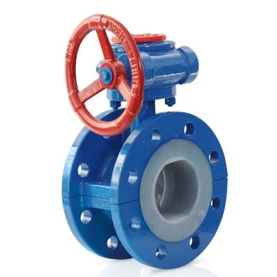 China DN50-DN400 Cast Iron Turbine Flange Manual Fluorine General Steel Anti-Corrosion Butterfly Valve for sale