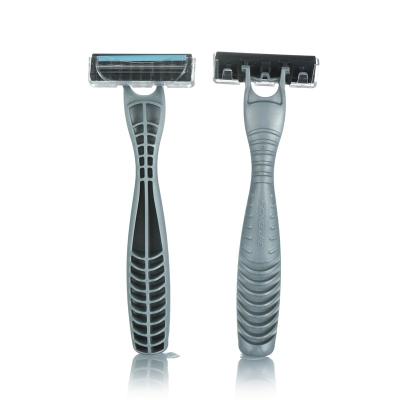 China Twin Blade Razor Stainless Steel Blades Disposable Shaving Twin Blades With Anti-Slip Strip for sale