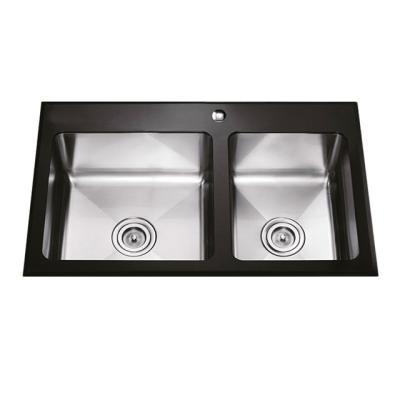 China Without Stainless Faucet DS 8650A Tiny House 304 Stain Finish Kitchen Wash Sink Double Sink On Sale for sale