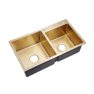 China Without Faucet Modern Copper Stainless Steel Handcrafted Gold Nano Kitchen Sink OEM Customized for sale