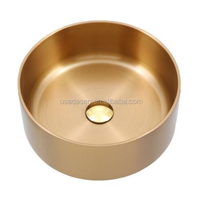 China Without Faucet Rose Gold Stainless Steel Hair Shampoo Sink Round Stainless Sink for sale