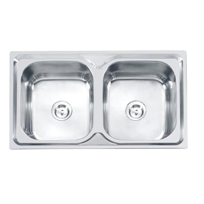 China With Durable Square Kitchen Sink Double Bowl Faucet Factory 7843 Stainless Steel Double Bowl Sink Manufacturers for sale