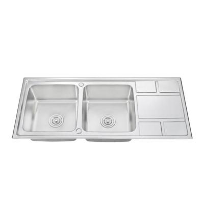 China With Faucet Dasen Stainless Steel Kitchen Sink Double Bowl With Drainer for sale