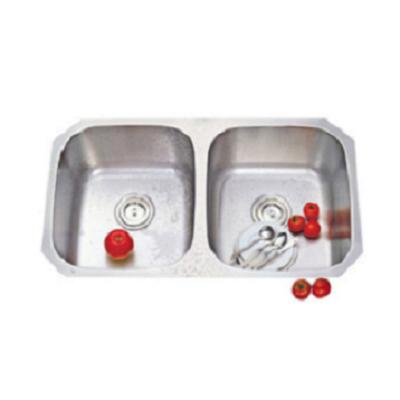 China Without Double Faucet Capacity Standard Double Bowl Sink Topmount 304 Stainless Steel Kitchen Sink 8247 for sale