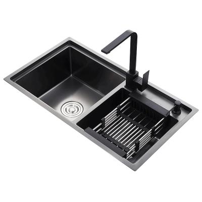 China Without Faucet High Grade SUS 304 Stainless Steel Handmade Black Kitchen Sink for sale