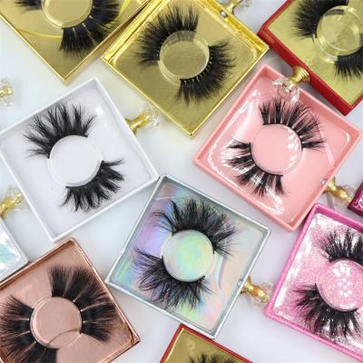 China Full Thick Fluffy Mink Eyelash Strip Custom Logo Bridal Eyelash False 5D 25Mm Mink Eyelashes Set for sale