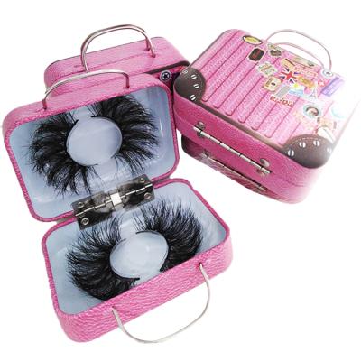 China 3d 5d natural long faux mink eyelash wholesale private label lashes suitcase box packaging customized seller for sale