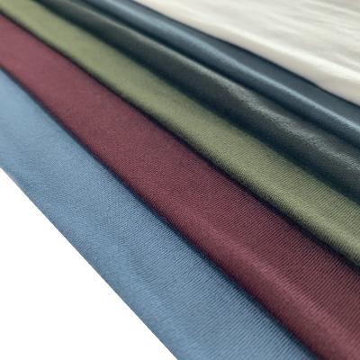 China Stretch Handfeeling Soft 100D Plain Dyed Polyester Spandex Two Side Brushed Jersey Knitted Fabric For Clothes for sale