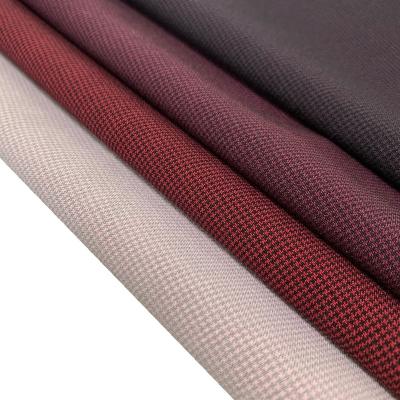 China High quality anti pill check 73%polyester 23%rayon 4%spandex plain dyed woven stretch fabric for tailoring for sale