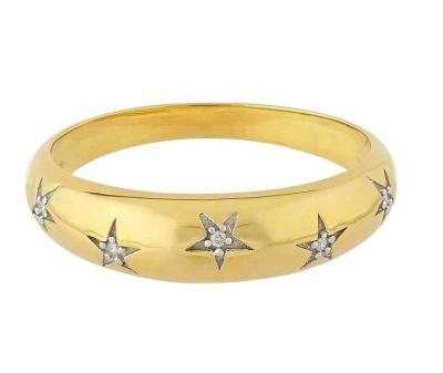 China Women's Chunky Ring Customized By Enviromentally Friendly Fashion Classic Women's Cubic Zirconia Star Gold Plating Rings for sale