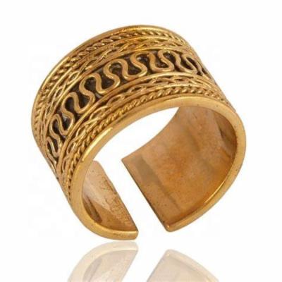 China Environmentally Friendly Retro Religious Style Men's Classic Ring Custom Adjustable Ring Men's Wide Ring gilt for sale