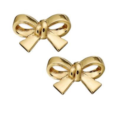 China Environmental friendly 14k gold plated cute bow earring bow studs for girls custom 925 sterling silver bow earring for sale