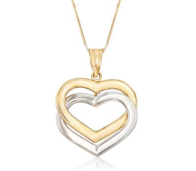 China 2021 Fashion Necklace Environment Friendly Sterling Silver Heart Necklace Double Charm Plated Necklace for sale