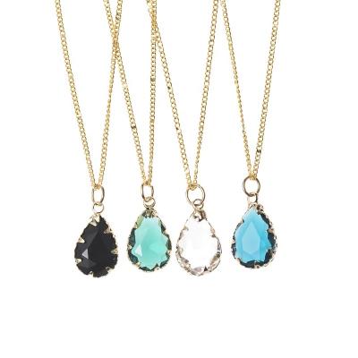 China Korea Fashion Crystal Stone Pendant Necklace Water Environmentally Friendly Transparent Drop Pendant For Women for sale