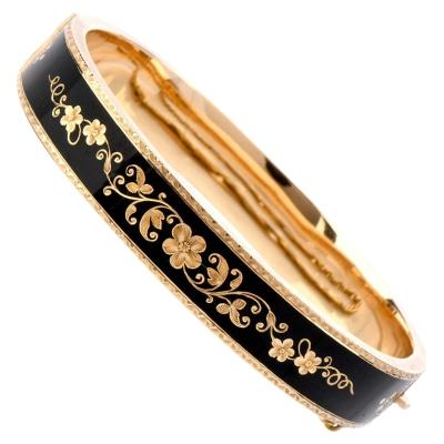 China Environmentally Friendly Custom Gold Plated Jewelry Hawaiian Black Enamel Maori Samoan Bracelet for sale