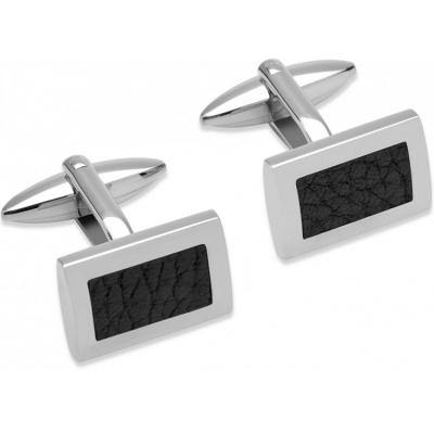 China Silver Customized Leather Rectangle 925 Sterling Silver Cufflinks for sale