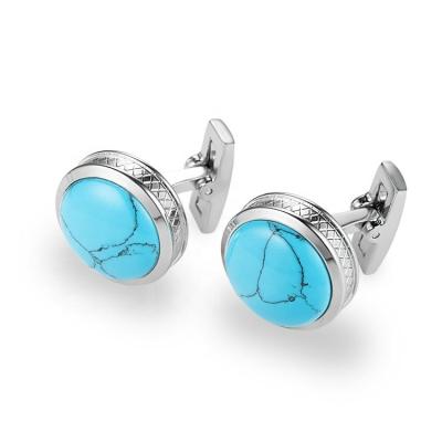 China Environmental Friendly Custom Cufflinks, Silver Mens Cufflinks, Natural Gemstone Turquoise Cufflinks for sale