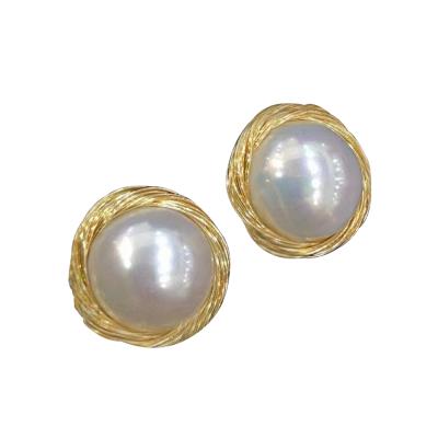 China TRENDY Simple Baroque 14K Gold Coated Freshwater Pearl Earrings for sale