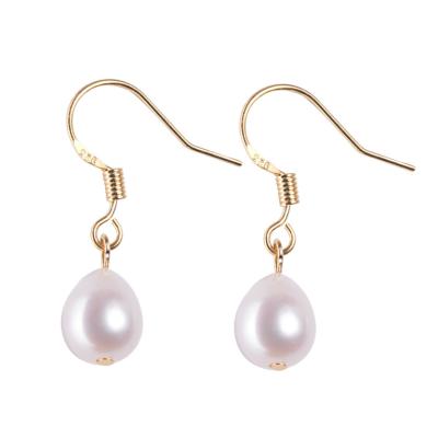 China Simplicity 2021 New Hot Selling 18K White Gold Plated Jewelry Simple Freshwater Pearl Earrings for sale