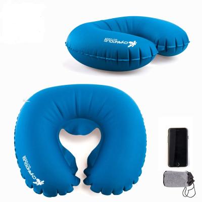 China PORTABLE Custom Comfortable Travel Camping Pillow Inflatable Memory U Shape Air Neck Pillow Light Weight Logo Pillow for sale