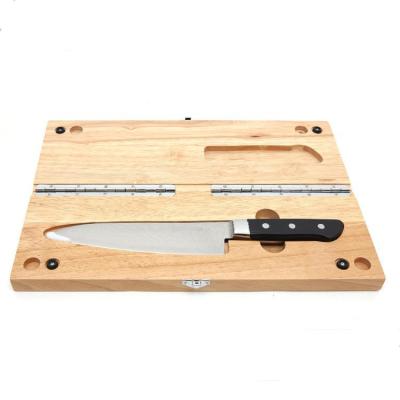 China Outdoor Camping Raising Oak Moving Cutting Board With Stainless Steel Knife For Camping Knife For Kitchen Knife Set for sale