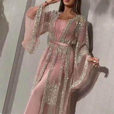 China 2022 Anti-Static Long Sleeve Sequin Bridesmaid Elegant Casual Wear Mesh Party Ladies Printed Gown Bridesmaid Dresses Evening Dresses for sale