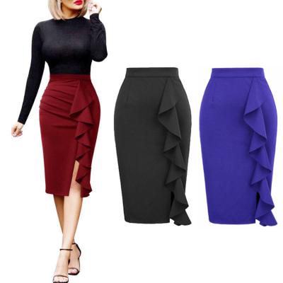 China Free Sample Explosion Style Sexy Women's Breathable Skirt With Big Pleats Office Work Clothes Women's Pencil Bust Skirt for sale