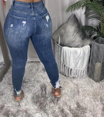 China Free sample fashion breathable white street stretch skinny ripped waisted jeans black high jeans plus size high waist pants and jeans for sale