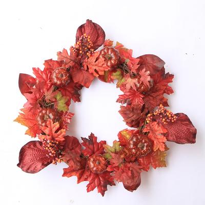 China 2021 Decorative Halloween Garland Decoration Supplies Wholesale Red Creative Pumpkin Garland With Maple Leaf Good Quality for sale