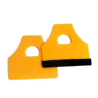 China 9.5*9.6CM Sustainable Soft Hard Yellow Plastic Car Film Squeegees for sale