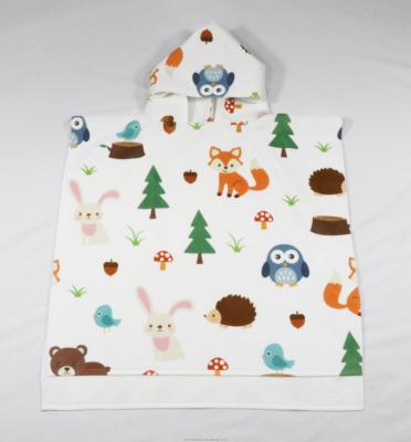 China Custom Logo Print Poly Cotton Kids Water Absorbent Poncho Towels Wholesale Towel for sale