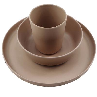 China Sustainable BPA Free Bamboo Fiber Tableware Sets Dish Bowl Cup Eco Dinnerware Set for sale